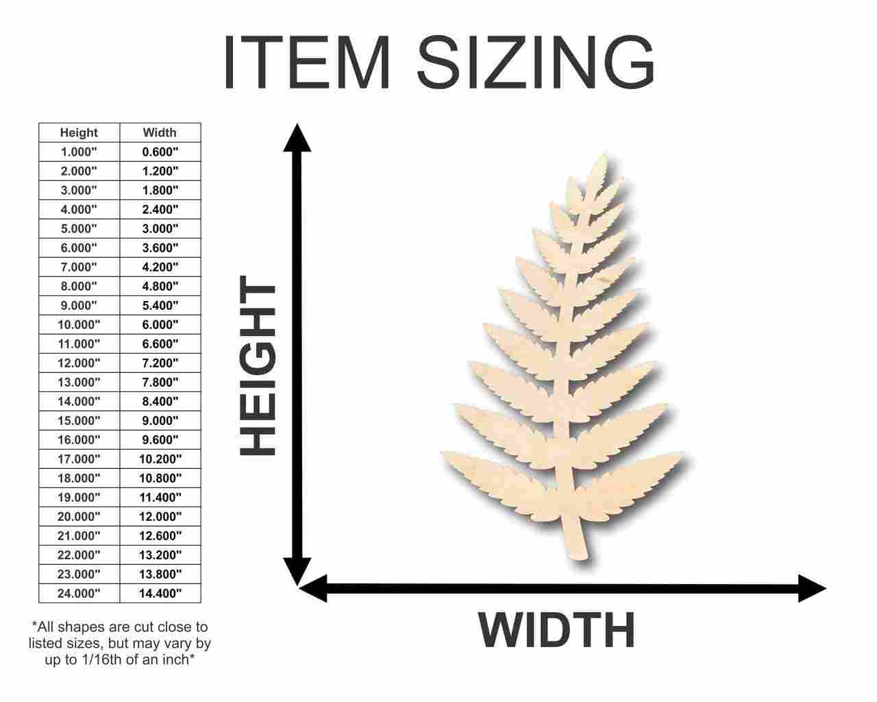 Unfinished Wooden Fern Shape - Plants - Craft - up to 24" DIY-24 Hour Crafts