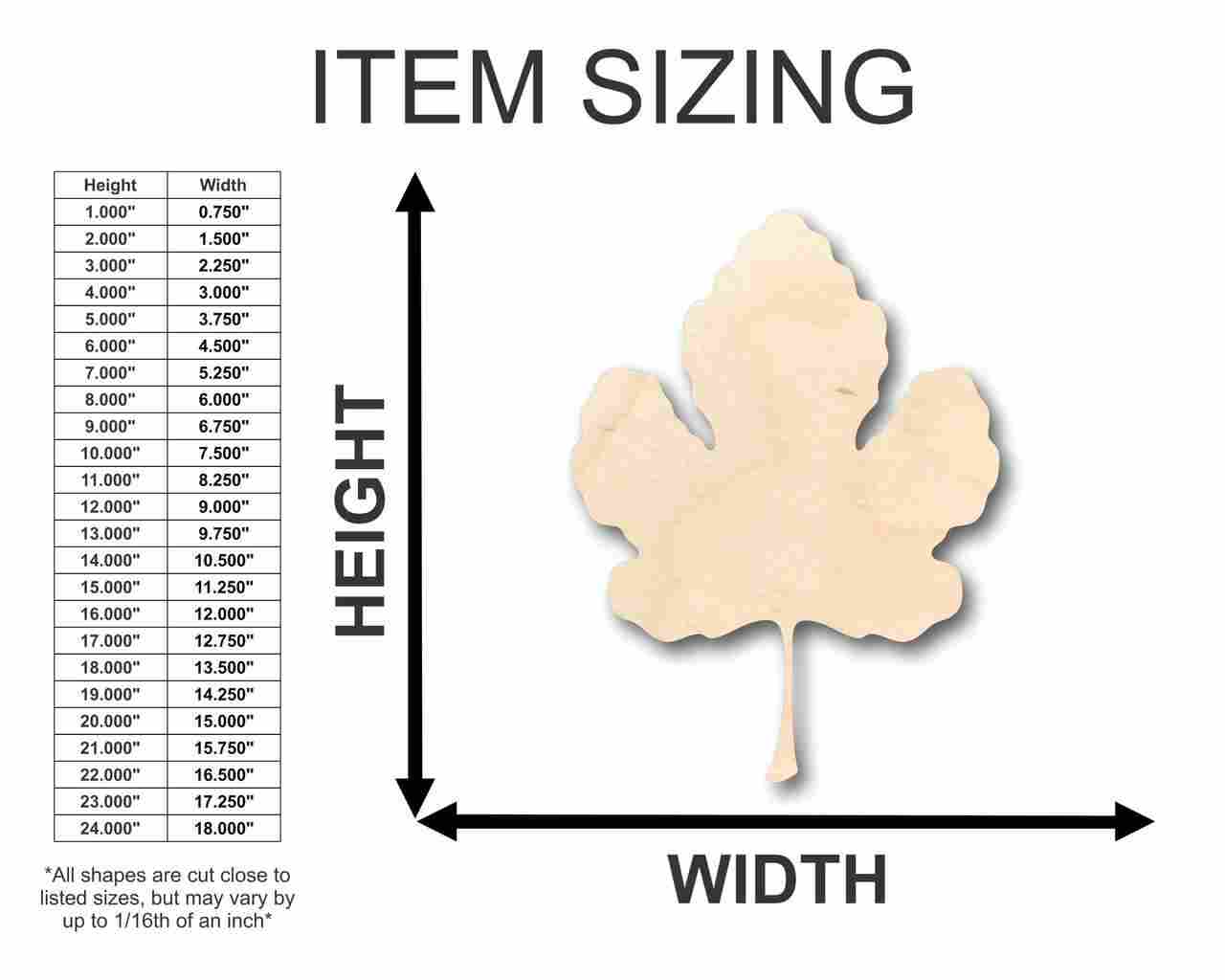 Unfinished Wooden Fig Leaf Shape - Fall - Fruit - Craft - up to 24" DIY-24 Hour Crafts