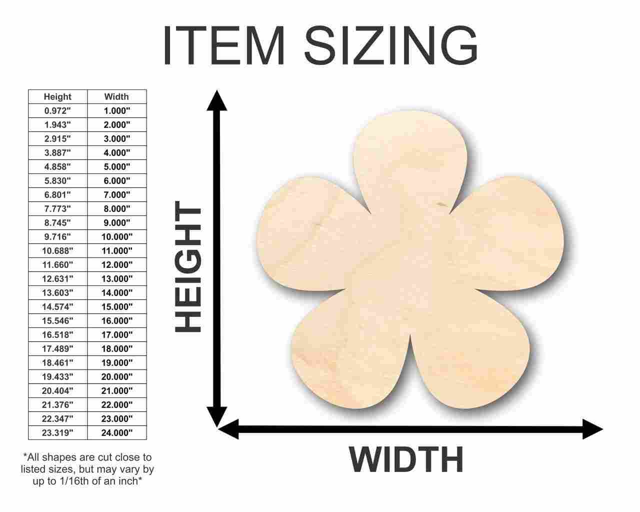 Unfinished Wooden Flower Shape - Spring - Craft - up to 24" DIY-24 Hour Crafts