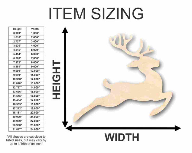 Unfinished Wooden Flying Reindeer Shape - Rudolph - Christmas - Ornament - Craft - up to 24