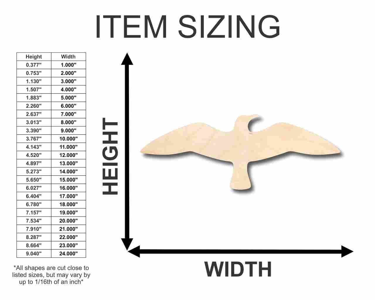 Unfinished Wooden Flying Seagull Shape - Animal - Wildlife - Craft - up to 24" DIY-24 Hour Crafts