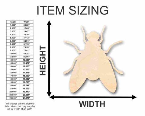 Unfinished Wooden Fly Shape -Insect - Craft - up to 24" DIY-24 Hour Crafts