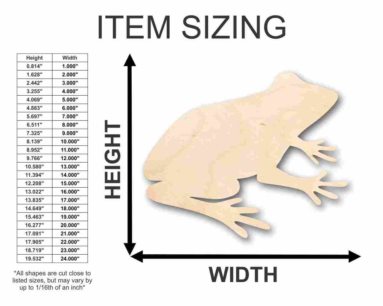 Unfinished Wooden Frog Shape - Animal - Craft - up to 24