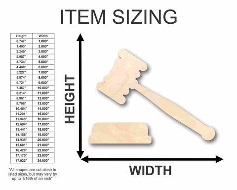 Unfinished Wooden Gavel Shape - Law - Courthouse - (2 Piece) Craft - up to 24" DIY-24 Hour Crafts