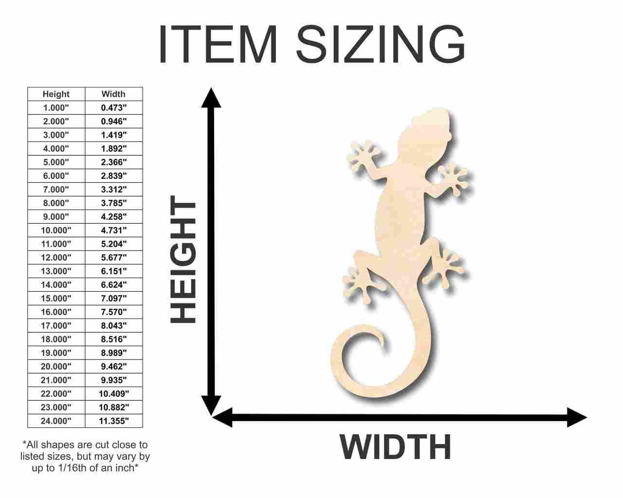 Unfinished Wooden Gecko Shape - Animal - Craft - up to 24