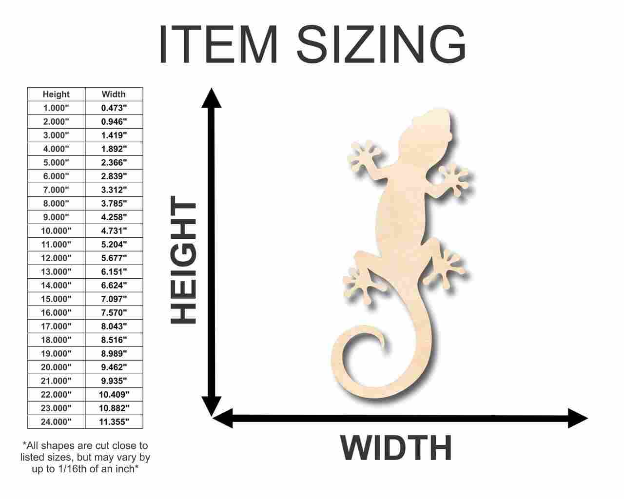 Unfinished Wooden Gecko Shape - Animal - Craft - up to 24" DIY-24 Hour Crafts