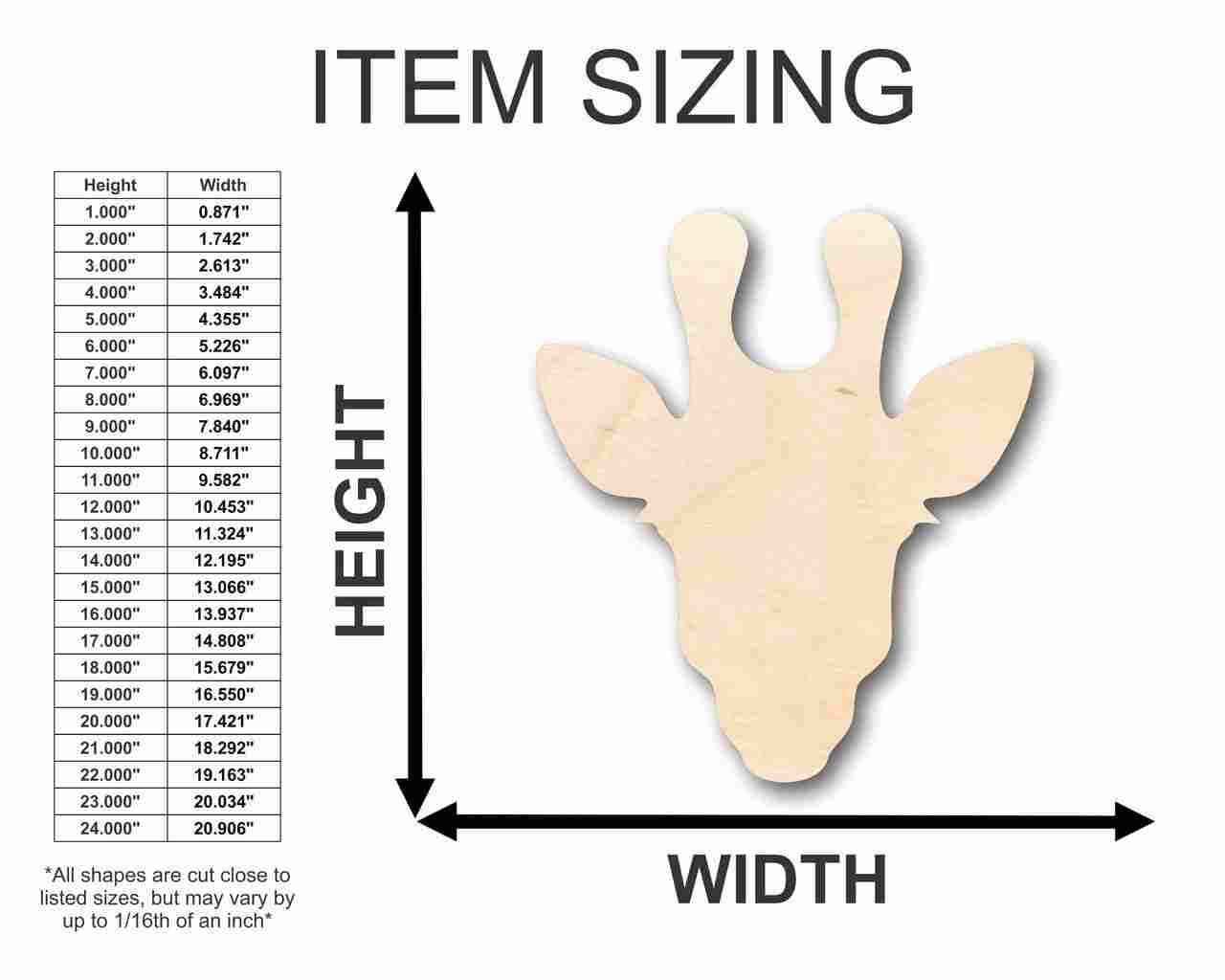 Unfinished Wooden Giraffe Head Shape - Animal - Wildlife - Craft - up to 24" DIY-24 Hour Crafts