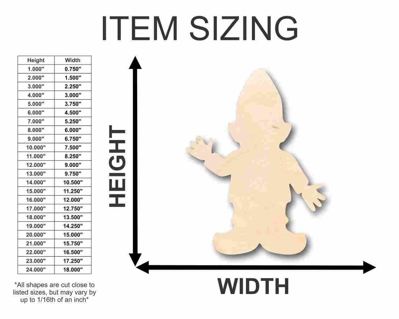 Unfinished Wooden Gnome Shape - Garden - Mythical - Craft - up to 24" DIY-24 Hour Crafts