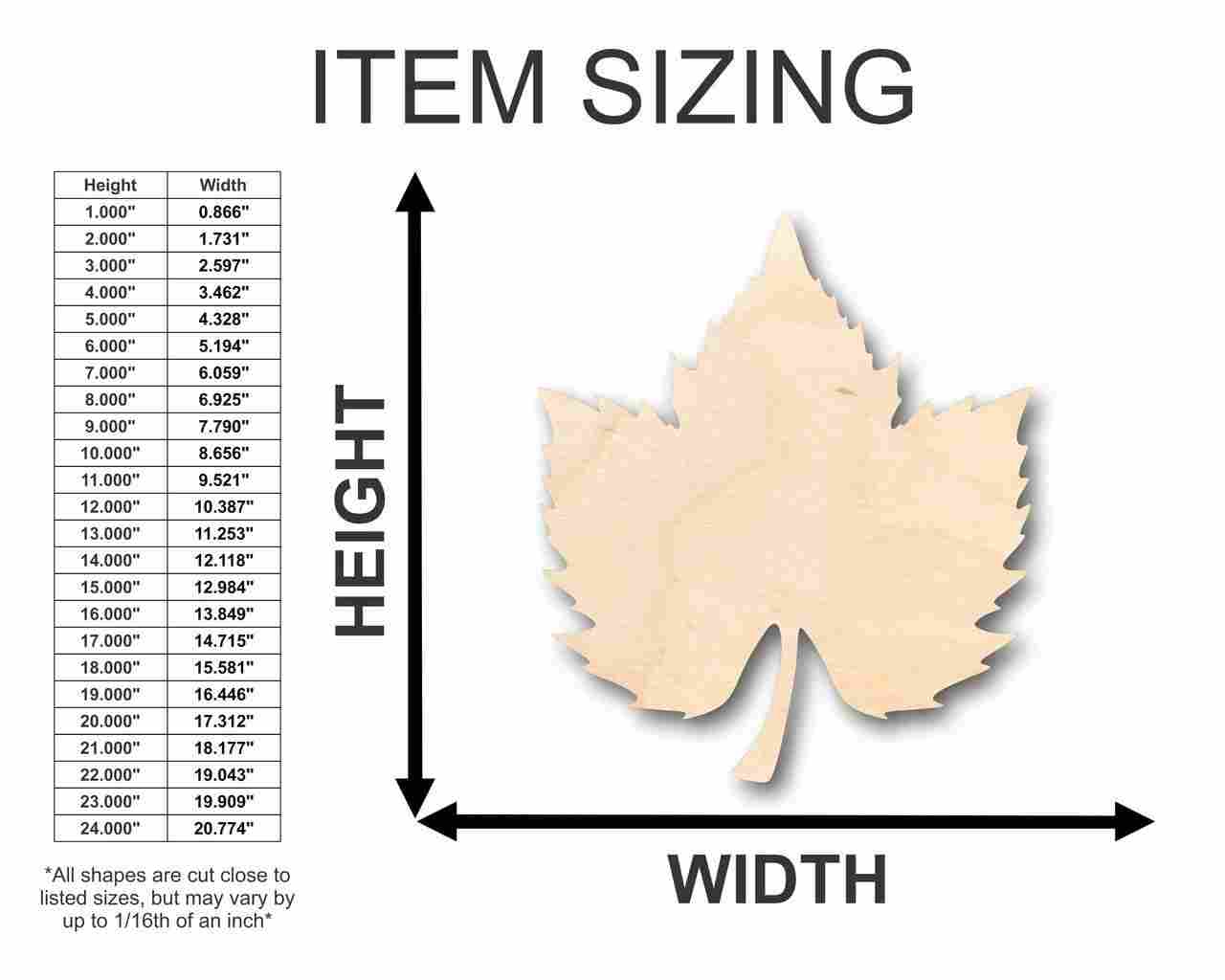 Unfinished Wooden Grape Leaf Shape - Fruit - Food - Craft - up to 24" DIY-24 Hour Crafts