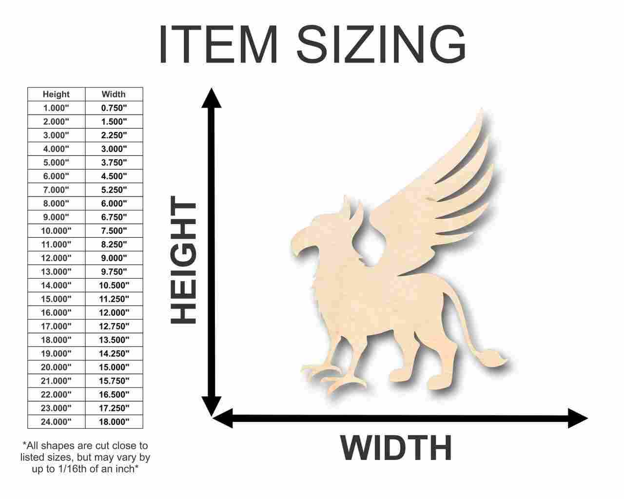Unfinished Wooden Griffin Shape - Mythical - Beast - Craft - up to 24" DIY-24 Hour Crafts