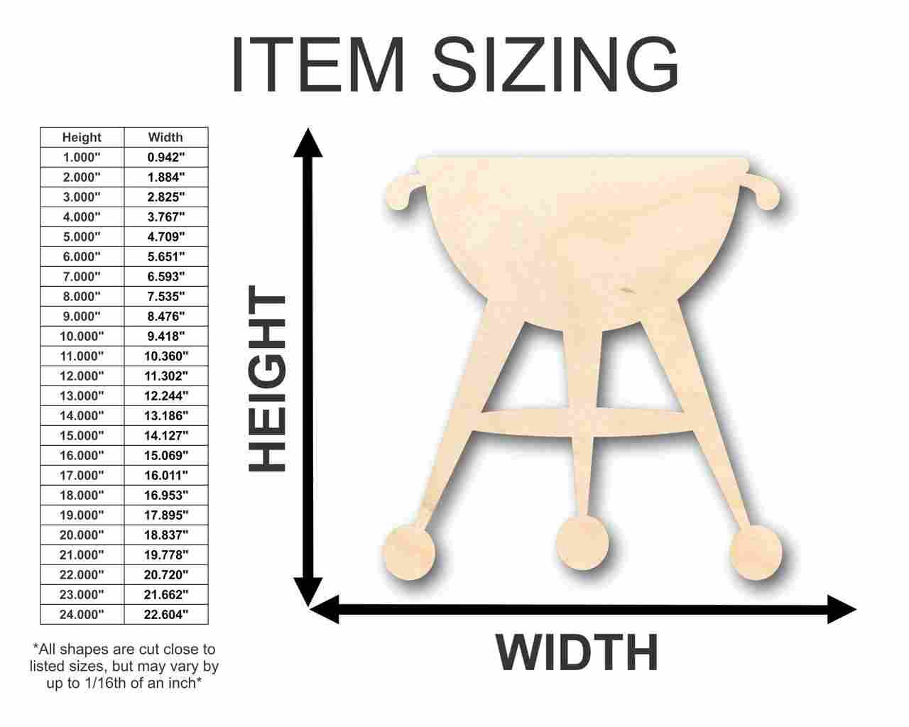 Unfinished Wooden Grill Shape - Summer - Craft - up to 24" DIY-24 Hour Crafts