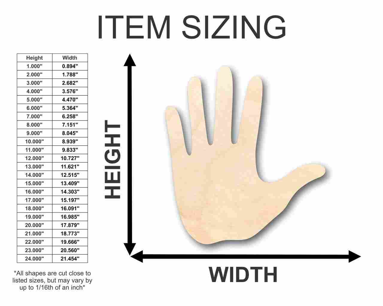 Unfinished Wooden Hand Shape - Craft - up to 24" DIY-24 Hour Crafts