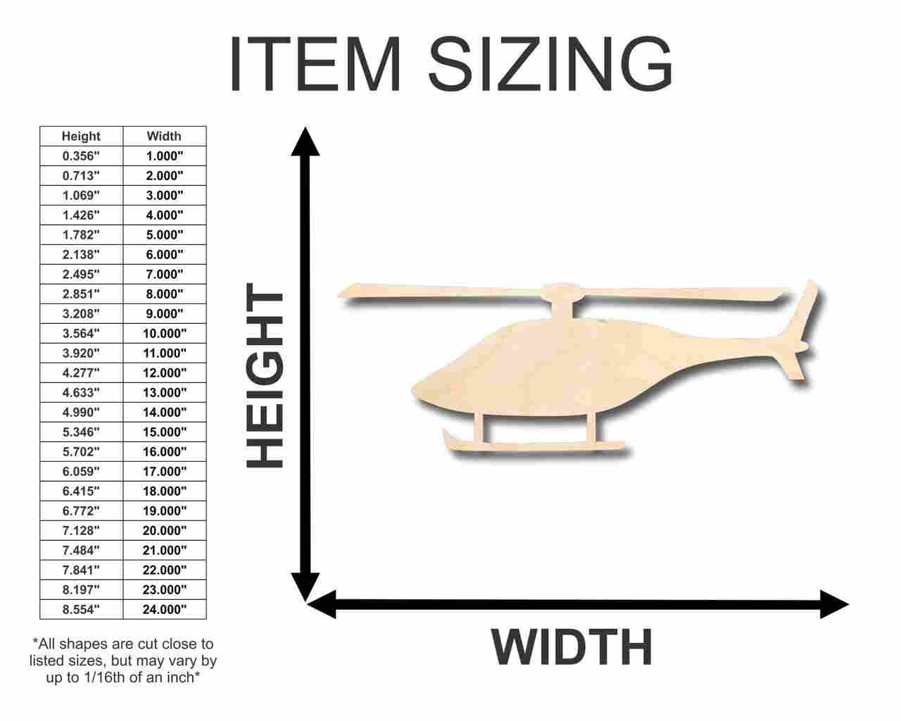 Unfinished Wooden Helicopter Shape - Military - News - Craft - up to 24" DIY-24 Hour Crafts
