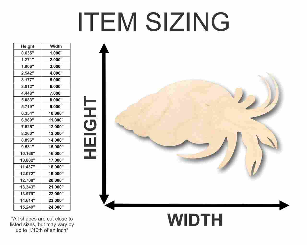 Unfinished Wooden Hermit Crab Shape - Ocean - Beach - Nursery - Craft - up to 24" DIY-24 Hour Crafts
