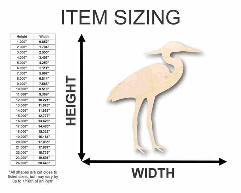 Unfinished Wooden Heron Shape - Bird - Wildlife - Craft - up to 24" DIY-24 Hour Crafts