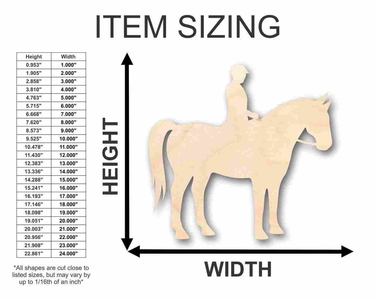 Unfinished Wooden Horse Riding Shape - Sport - Animal - Craft - up to 24