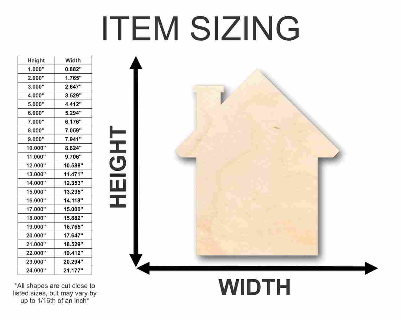 Unfinished Wooden House Shape - Craft - up to 24" DIY-24 Hour Crafts