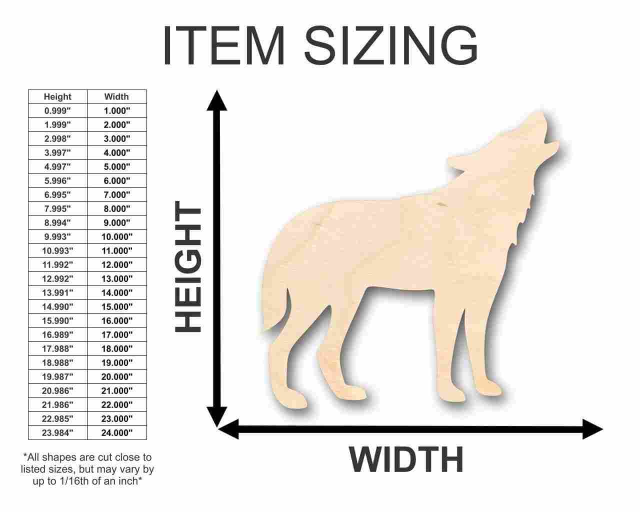 Unfinished Wooden Howling Wolf Shape - Animal - Wildlife - Craft - up to 24" DIY-24 Hour Crafts