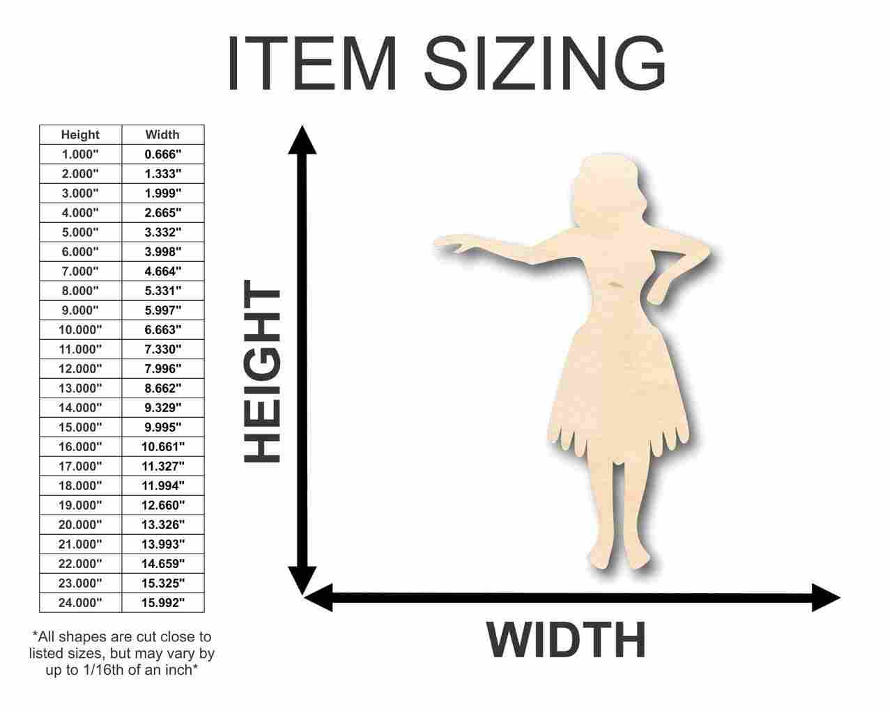 Unfinished Wooden Hula Girl Shape - Hawaii - Craft- up to 24" DIY-24 Hour Crafts