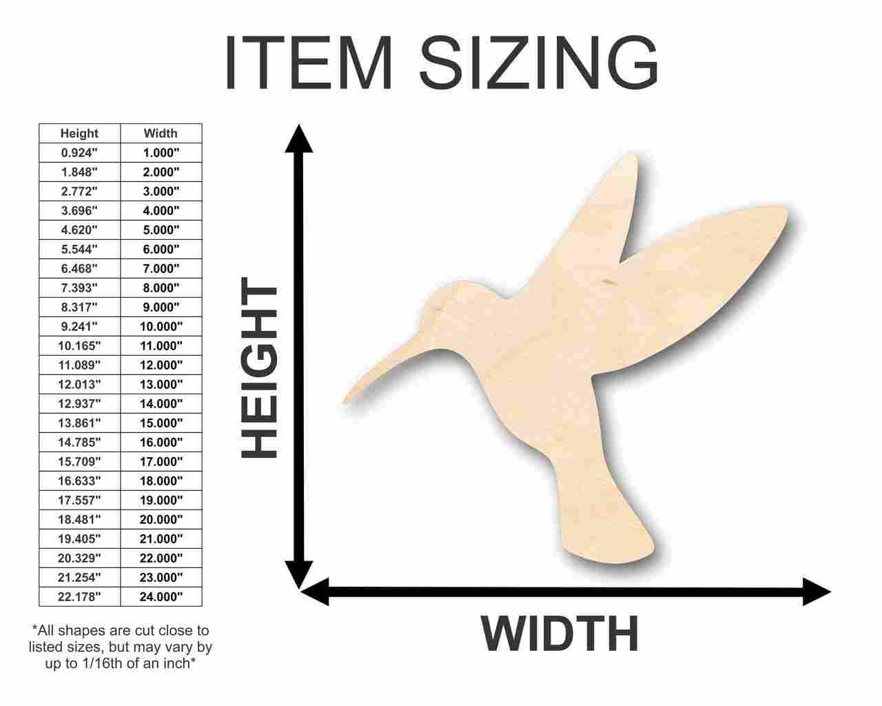 Unfinished Wooden Hummingbird Shape - Bird Animal - Craft - up to 24" DIY-24 Hour Crafts