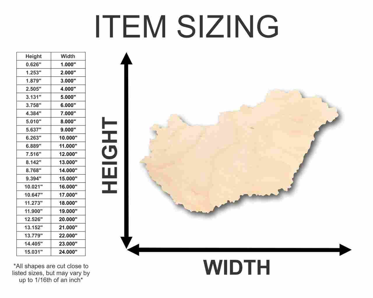 Unfinished Wooden Hungary Shape - Country - Craft - up to 24" DIY-24 Hour Crafts