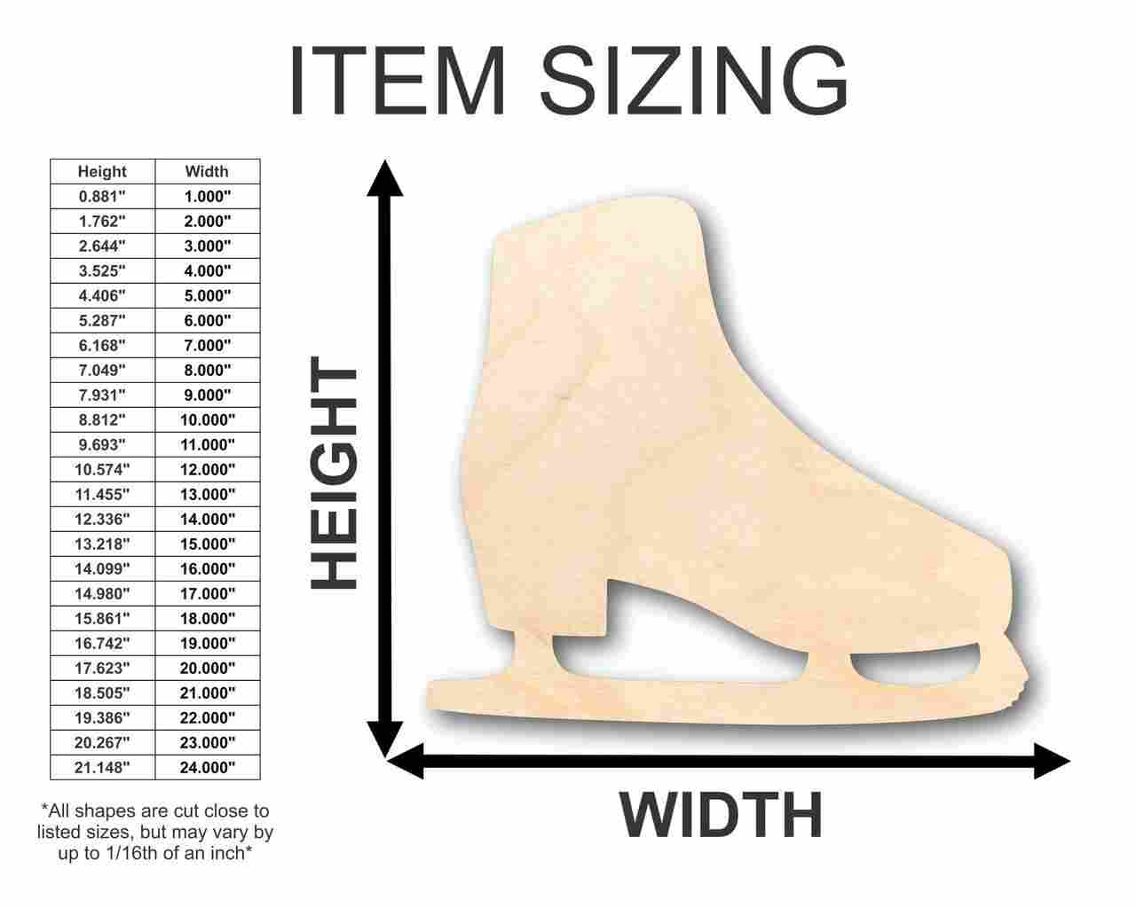 Unfinished Wooden Ice Skate Shape - Winter - Craft - up to 24" DIY-24 Hour Crafts