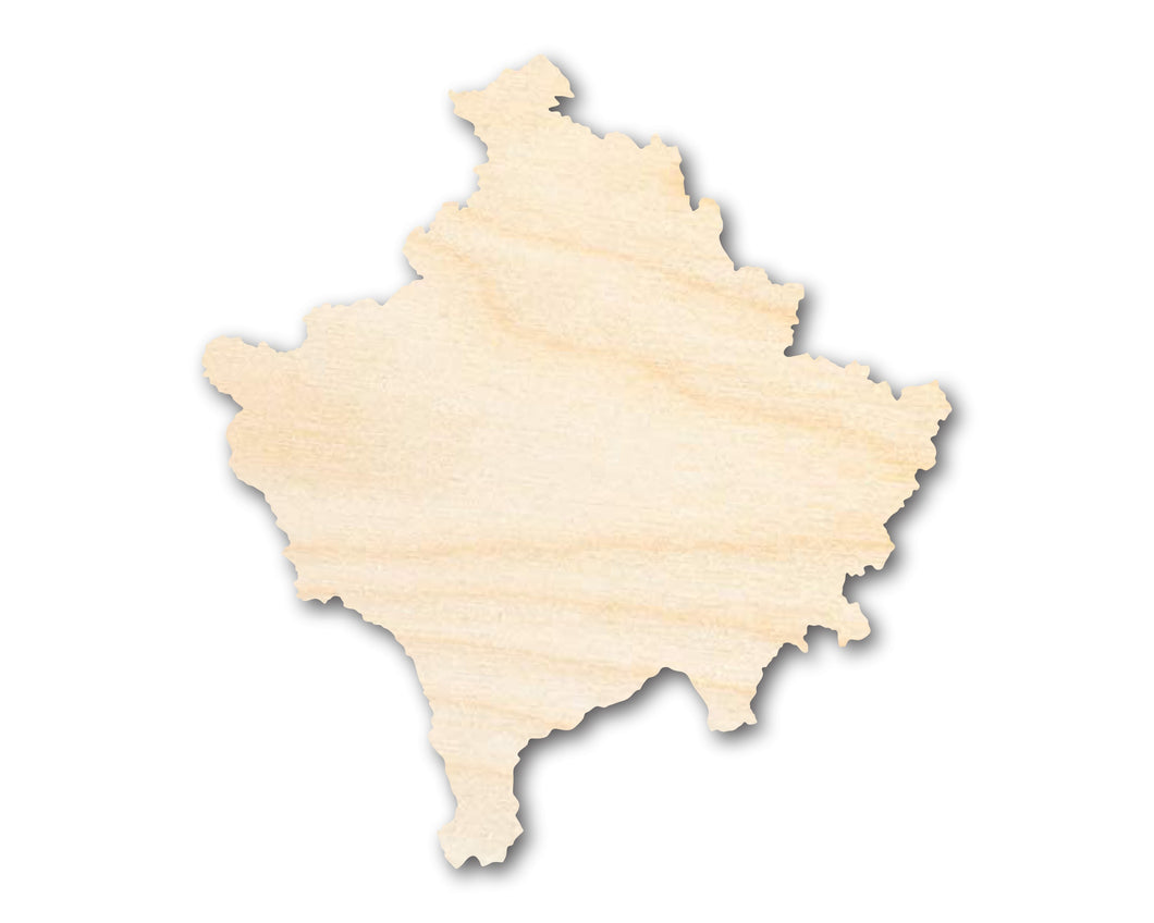 Unfinished Wood Kosovo Country Shape - Southeast Europe Craft - up to 36