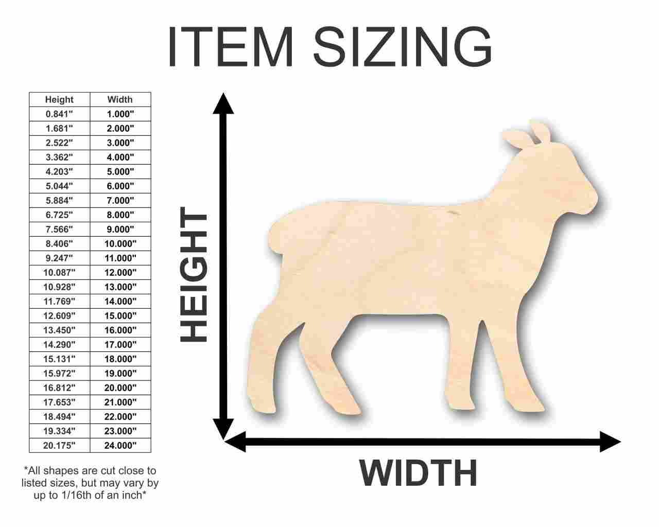 10x Wooden Sheep Standing Plain Craft Shapes 3mm Plywood