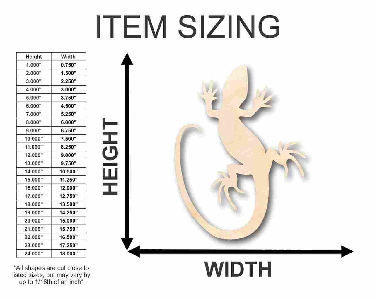 Unfinished Wooden Lizard Shape - Animal - Craft - up to 24" DIY-24 Hour Crafts