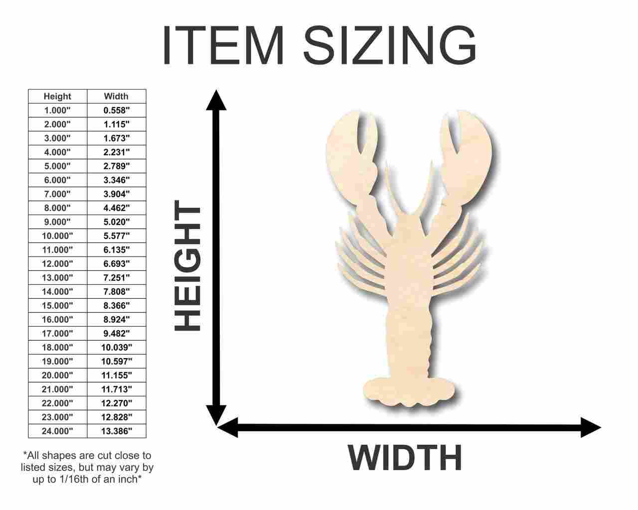 Unfinished Wooden Lobster Shape - Ocean - Nursery - Craft - up to 24" DIY-24 Hour Crafts