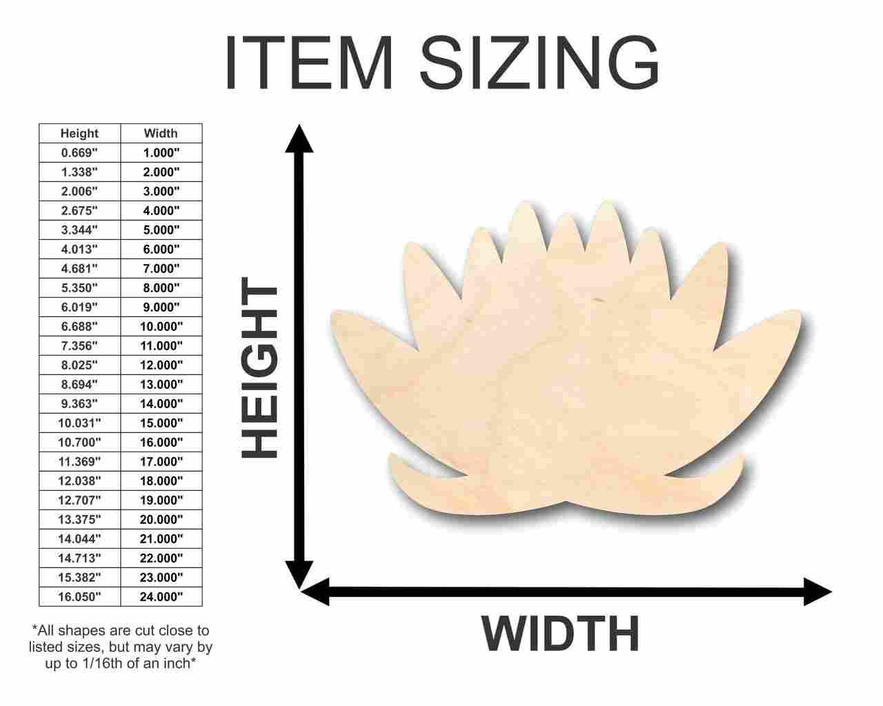 Unfinished Wooden Lotus Flower Shape - Spring - Flower - Craft - up to 24" DIY-24 Hour Crafts