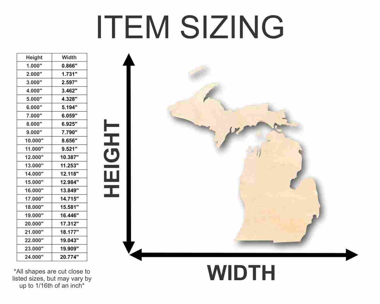 Unfinished Wooden Michigan Shape (2 Pieces) - State - Craft - up to 24" DIY-24 Hour Crafts