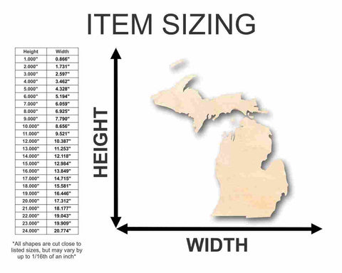 Unfinished Wooden Michigan Shape (2 Pieces) - State - Craft - up to 24" DIY-24 Hour Crafts