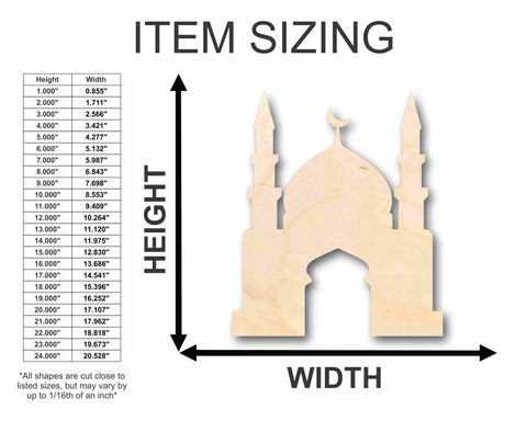 Unfinished Wood Mosque Silhouette - Craft- up to 24" DIY