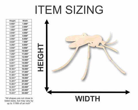 Unfinished Wooden Mosquito Shape - Insect - Animal - Wildlife - Craft - up to 24" DIY-24 Hour Crafts