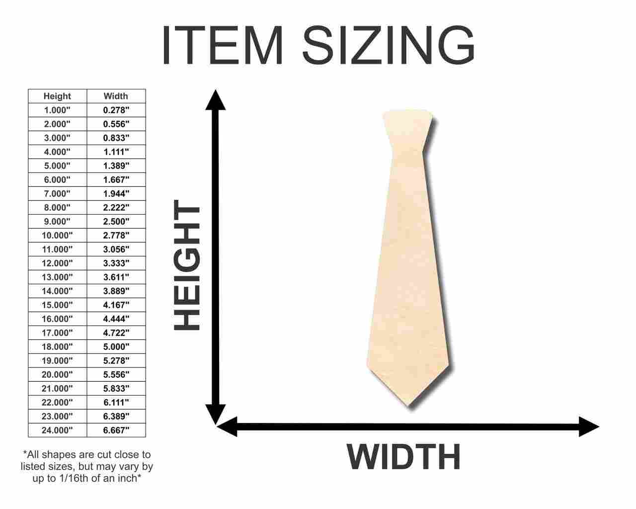 Unfinished Wooden Neck Tie Shape - Craft - up to 24" DIY-24 Hour Crafts