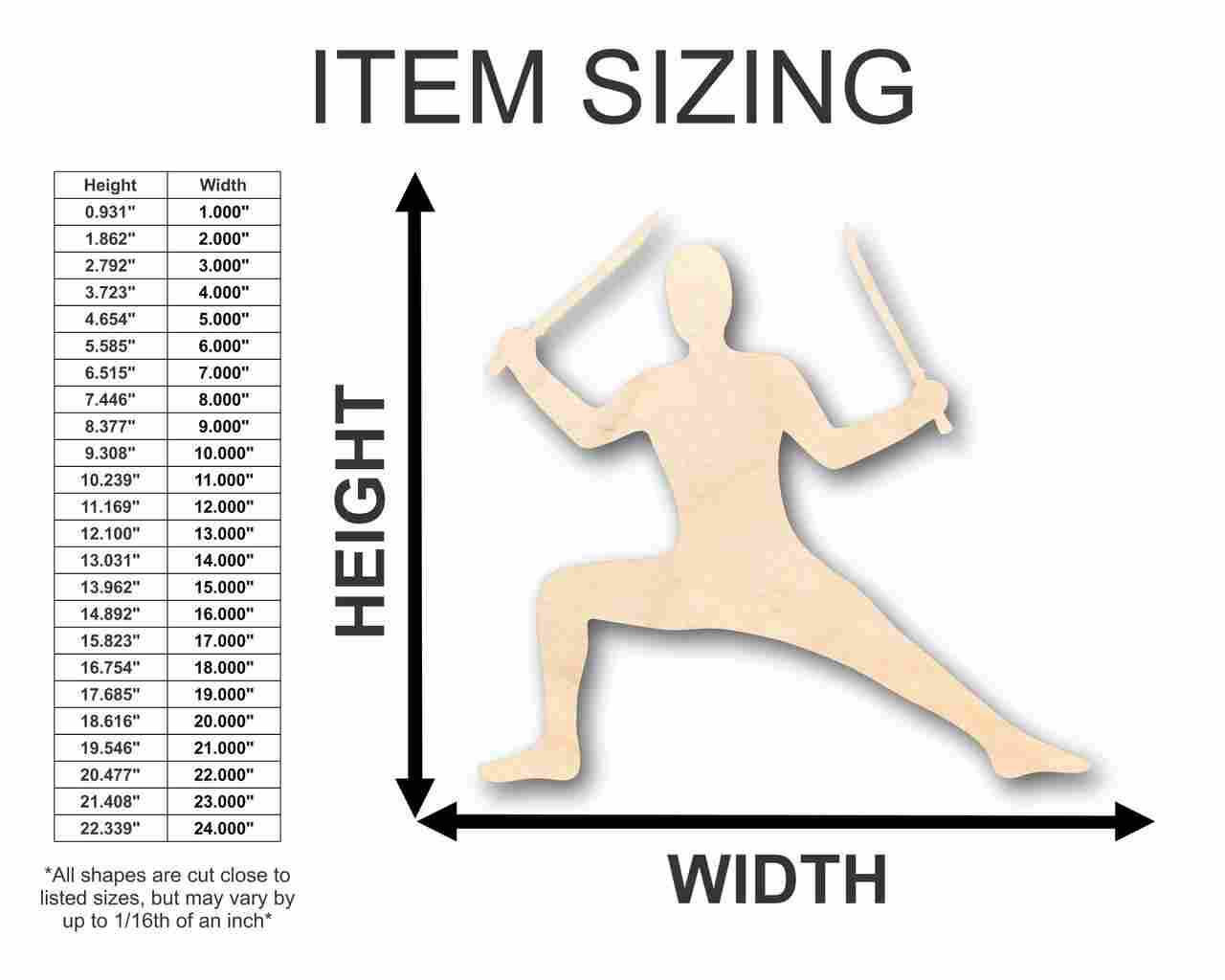 Unfinished Wooden Ninja Shape - Craft - up to 24" DIY-24 Hour Crafts