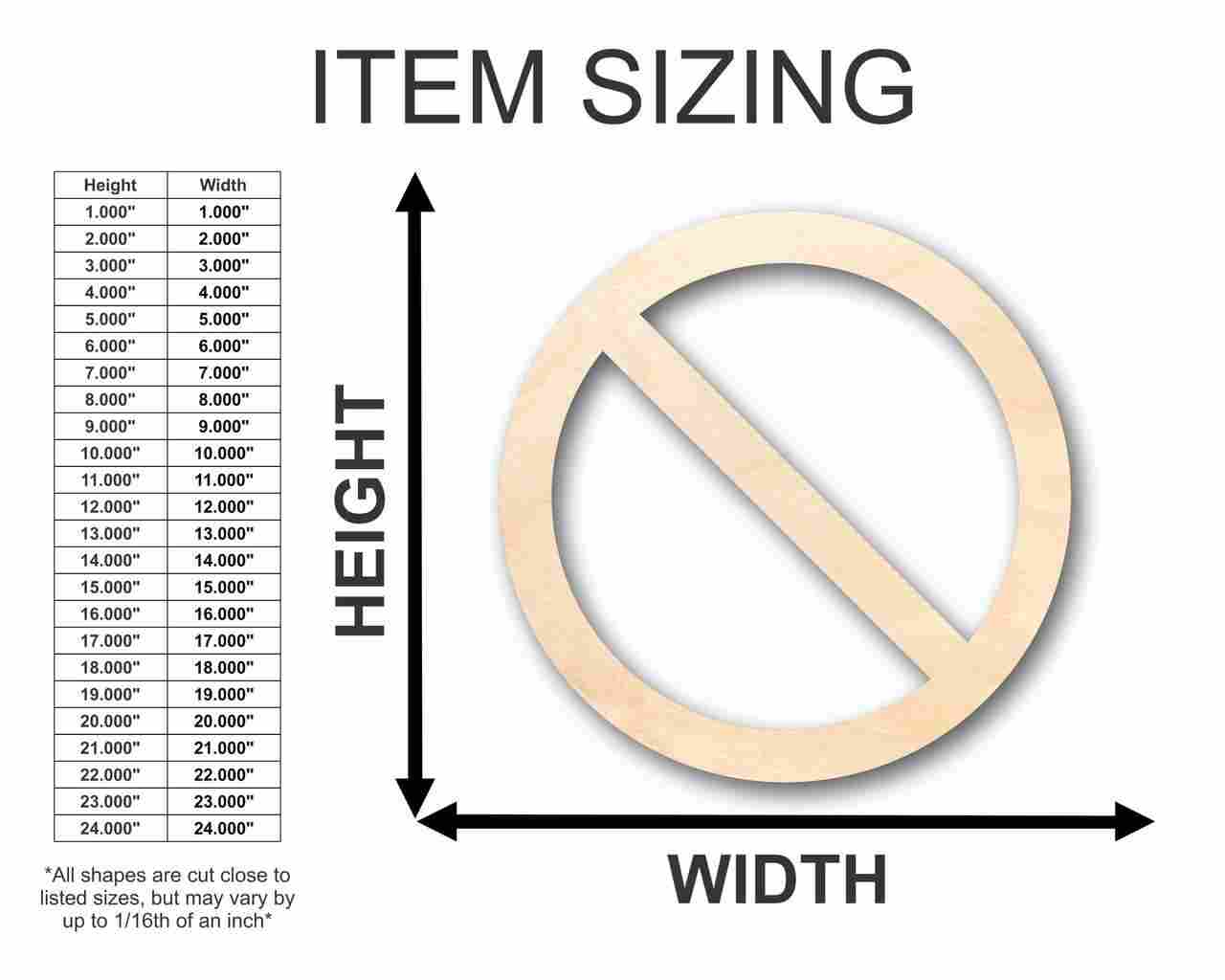 Unfinished Wooden NO Sign Symbol - Craft - up to 24" DIY-24 Hour Crafts