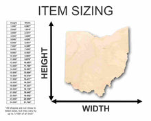 Load image into Gallery viewer, Unfinished Wooden Ohio Shape - State - Craft - up to 24&quot; DIY-24 Hour Crafts
