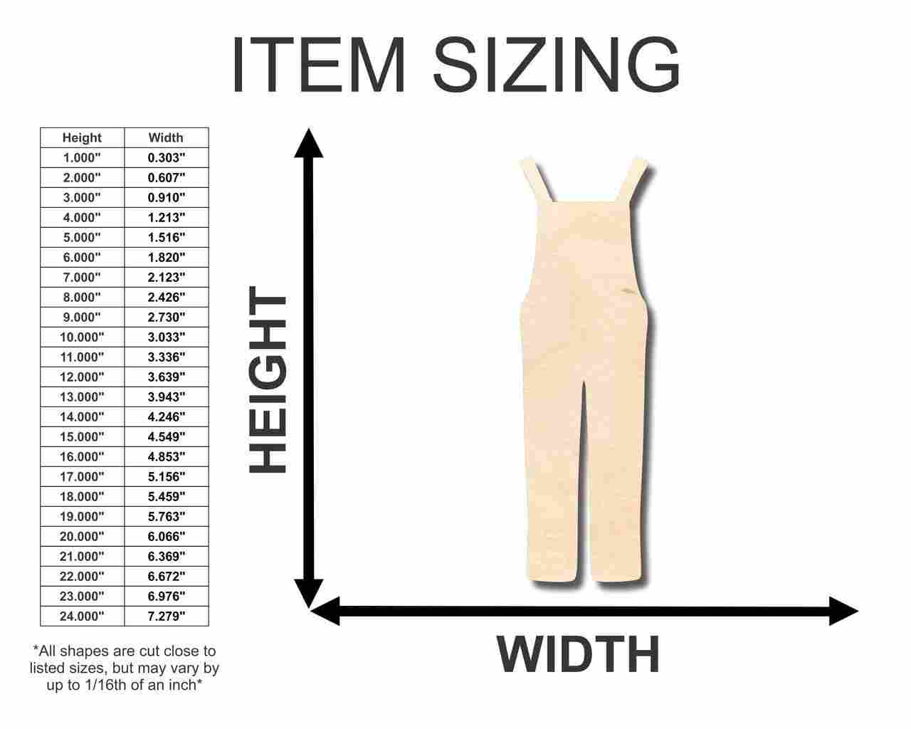 Unfinished Wooden Overalls Shape - Farm - Craft - up to 24" DIY-24 Hour Crafts