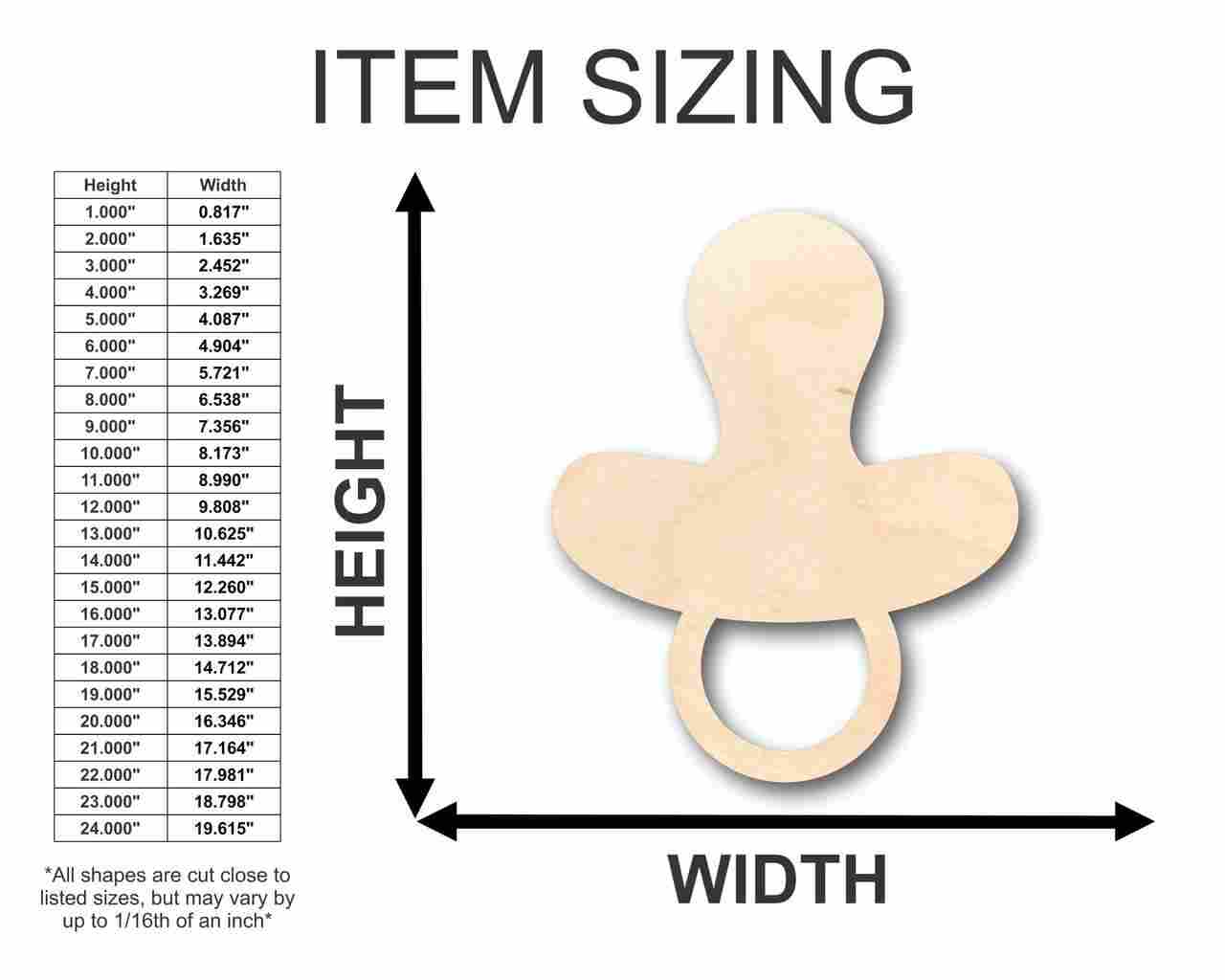 Unfinished Wooden Pacifier Shape - Nursery Decor - Craft- up to 24" DIY-24 Hour Crafts