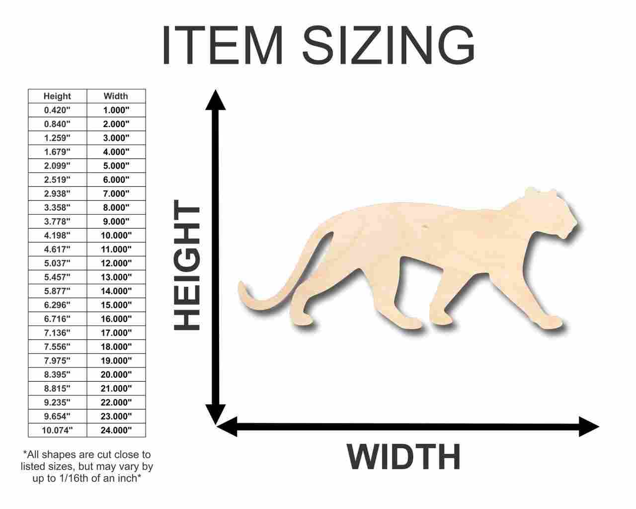 Unfinished Wooden Panther Shape - Animal - Wildlife - Craft - up to 24" DIY-24 Hour Crafts