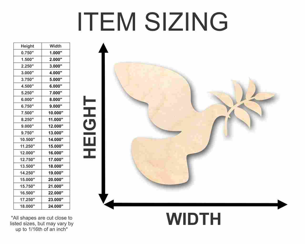 Unfinished Wooden Peace Dove Shape - Bird - Wildlife - Craft - up to 24" DIY-24 Hour Crafts