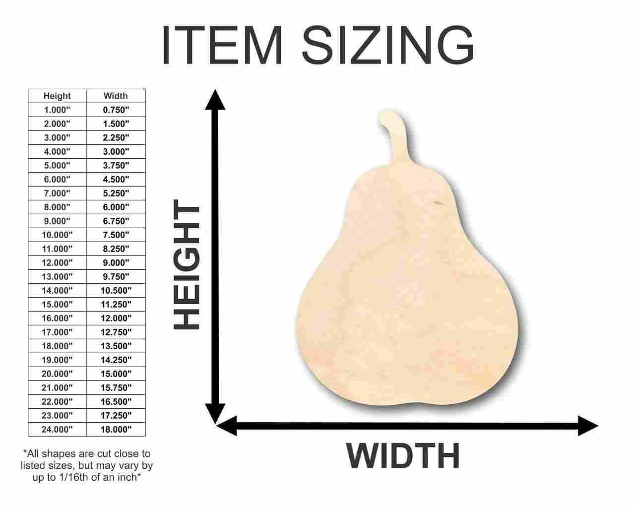 Unfinished Wooden Pear Shape - Fruit - Craft - up to 24" DIY-24 Hour Crafts