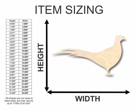 Unfinished Wooden Pheasant Shape - Animal - Wildlife - Hunting - Craft - up to 24" DIY-24 Hour Crafts