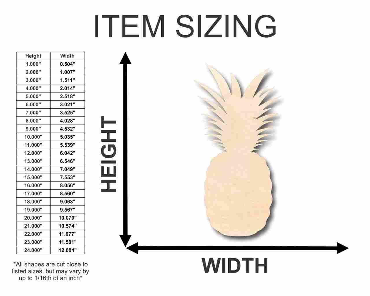 Unfinished Wooden Pineapple Shape - Fruit - Tropical - Craft- up to 24" DIY-24 Hour Crafts