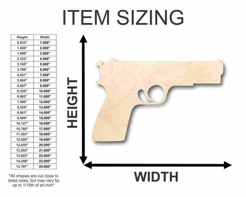 Unfinished Wooden Pistol Shape - Gun - Police - Military - Craft - up to 24" DIY-24 Hour Crafts