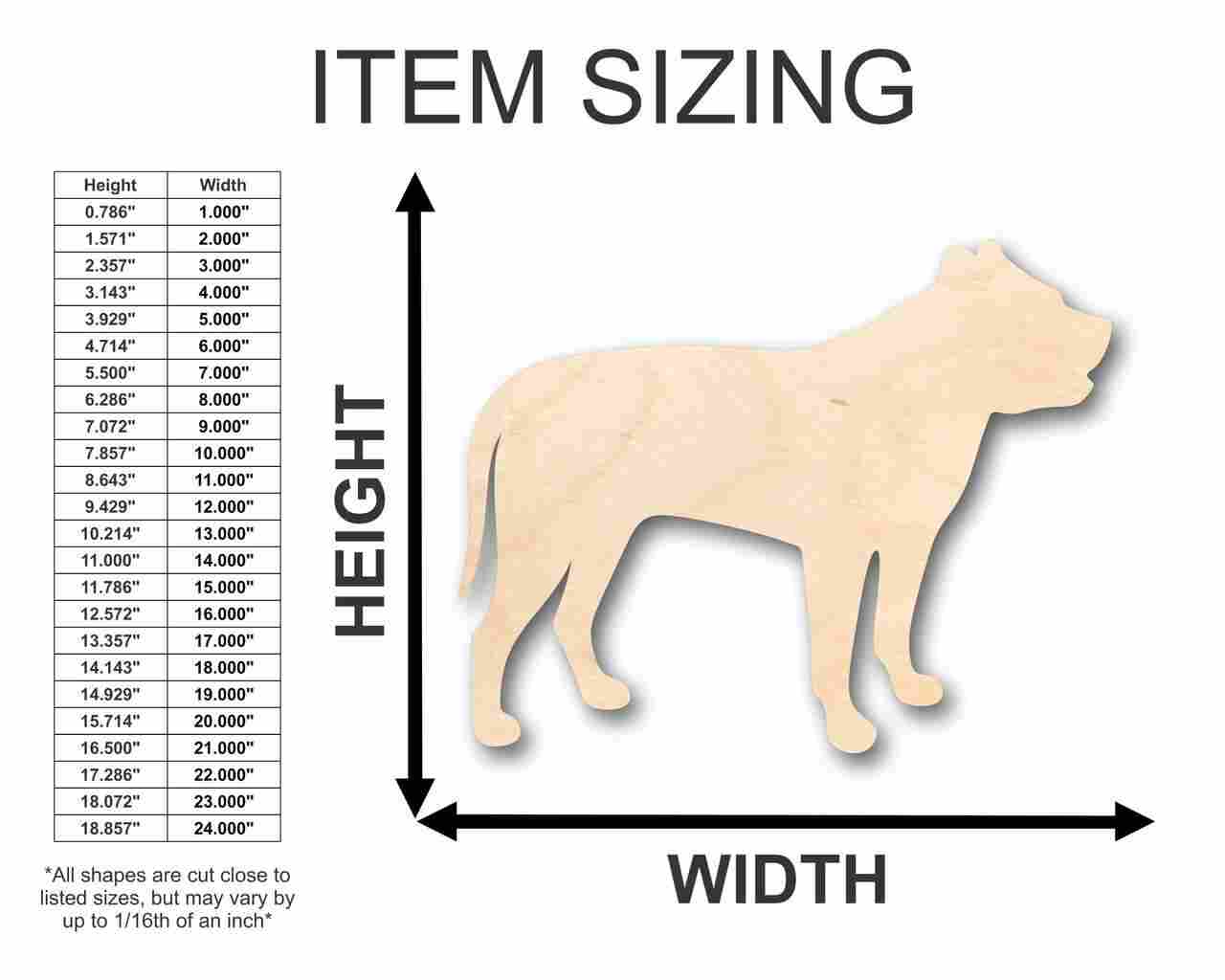 Unfinished Wooden Pitbull Dog Shape - Animal - Pet - Craft - up to 24