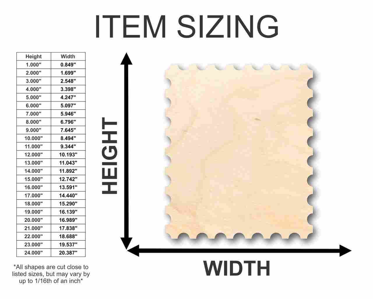 Unfinished Wooden Postage Stamp Shape - Craft - up to 24" DIY-24 Hour Crafts