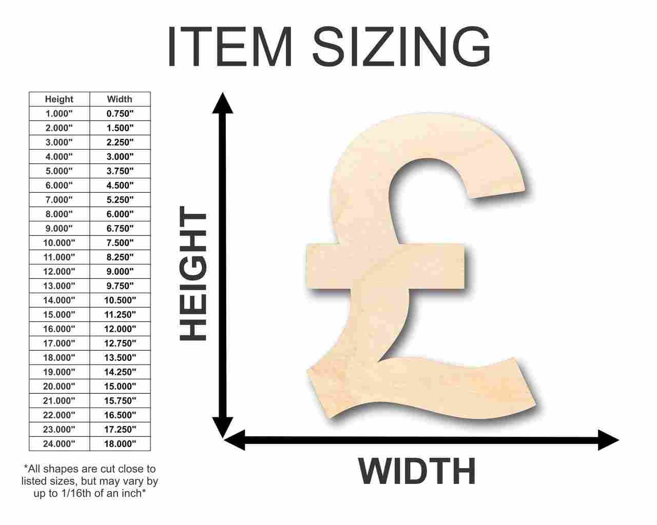Unfinished Wooden British Pound Shape - Craft - up to 24" DIY-24 Hour Crafts